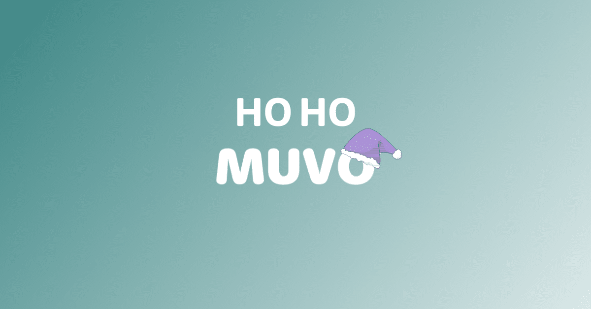 2022 Festive Gift Guide Blog Banner. Reads Ho Ho MUVO with a purple santa hat on the last O.