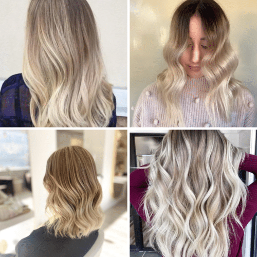 4 images of blonde balayage