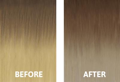 Blonde Balayage swatches before and after