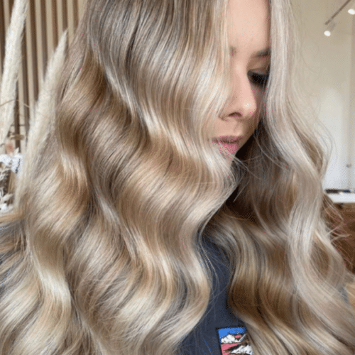 girl with long creamy blonde hair